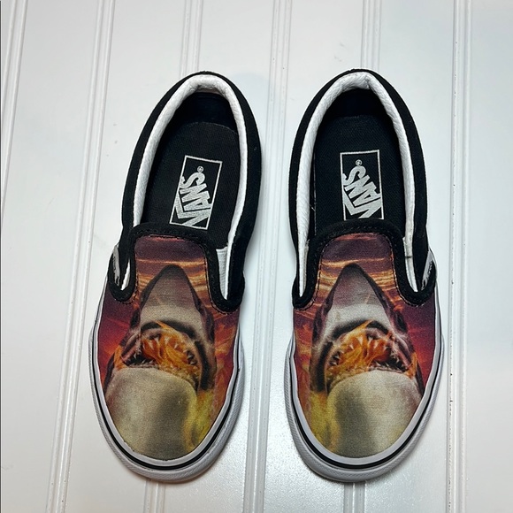 Vans Shark attack flame sunset slip on classic kids shoes - Picture 5 of 11